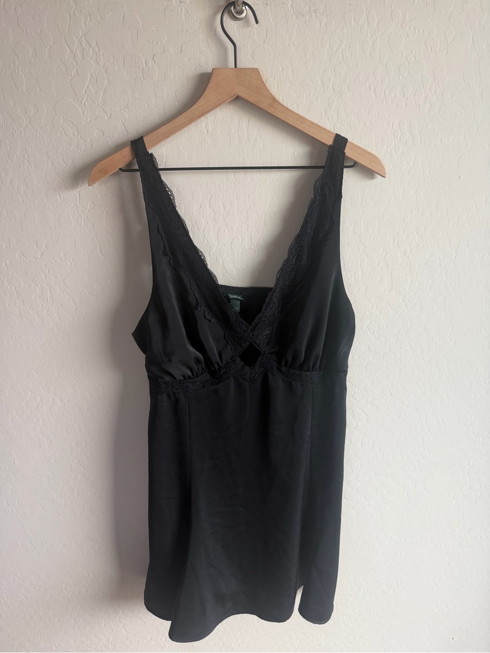 wild fable Black Lace Trim Mini Slip Dress Satin L Renfair Whimsigoth Romantic